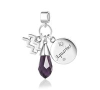 LSxAB Ciondolo a forma di goccia con 12 costellazioni, segno zodiacale, da donna, compatibile con braccialetti Pandora, Rame, Nessuna pietra preziosa