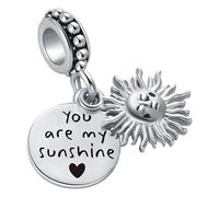 LSxAB Ciondolo con scritta "You are my sunshine", compatibile con braccialetti Pandora, Rame, Nessuna pietra preziosa