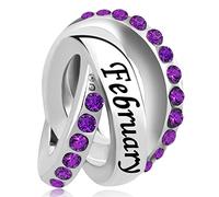 LSxAB Ciondolo per compleanno con pietra portafortuna di 12 mesi, compatibile con braccialetti Pandora, 4.8mm-5.0mm, Rame, Non pietra preziosa