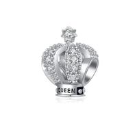 LSxAB Ciondolo scintillante a forma di corona regina per donne e ragazze, regalo di compleanno compatibile con braccialetti Pandora, Metallo, Nessuna pietra preziosa