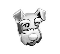 LSxAB Simpatico ciondolo a forma di cane Schnauzer, compatibile con braccialetti Pandora, 4.8mm-5.0mm, Metallo, Non pietra preziosa