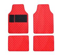 LSXUANCHU Tappetini per auto rossi, lussuosi tappetini in finta pelle, per tutte le stagioni, per auto, camion, SUV (4 pezzi, rosso)