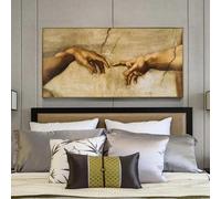 LSYALUCK Creazione di Adamo Stampe su tela di Michelangelo Dipinti su tela di fama mondiale Riproduzione Poster e stampe Decorazione della parete di casa 50x104 cm (20x41 pollici) Senza cornice
