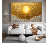 LSYALUCK Dipinto su tela da parete di stampa artistica moderna astratta del sole su tela, per casa e ufficio, dipinto su tela da parete di decorazione murale 90x140cm (35x55in) cornice interna