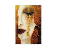 LSYALUCK Dipinto su tela Klimt Lacrime dorate, decorazione da parete estetica di lusso per la casa, stampe artistiche eleganti perfette per la vita (60x85cm/cornice interna)