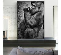 LSYALUCK Gorilla dà il dito medio Stampe su poster Divertenti parodia di animali Scimmia Tela Arte della parete Pittura per soggiorno Decorazione 30x50 cm (12x20 pollici) Senza cornice