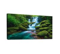 LSYALUCK Grande stampa artistica da parete con splendida cascata, foresta verde, giungla, su tela, dipinto, soggiorno, camera da letto, arredamento moderno per la casa 30x65cm cornice interna
