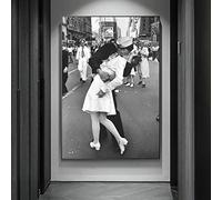 LSYALUCK Il bacio a Times Square Vecchia foto Poster e stampe Tela vintage Pittura di arte della parete Decorazione retrò per soggiorno 80x100 cm (32x39 pollici) Senza cornice