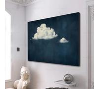 LSYALUCK Poster astratti con nuvole blu, arte murale su tela, stampa in stile minimalista, cielo notturno, arte murale per soggiorno, stampa artistica su tela (70x105cm/cornice interna)