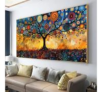 LSYALUCK Quadro su tela astratto albero della vita graffiti colorati stampa su tela per soggiorno camera da letto ufficio decorazione della parete di casa 70x165 cm (28x65 pollici) con cornice dorata