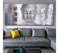 LSYALUCK Quadro su tela Quadro su tela Astratta Buddha Dipinto su tela Grande dipinto moderno Buddha per soggiorno Stampe d'arte da parete Poster 60x125 cm (24x49 pollici) Senza cornice