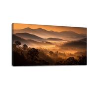 LSYALUCK Tela artistica da parete con montagne, natura, foresta, alba, immagini, stampe, grande arte da parete per soggiorno, camera da letto, arredamento per la casa (60x120cm/cornice interna)