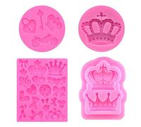 Lsydgn 4 Pezzi Stampi Papillon Corona Stampo Fondente Bowknot Stampo Silicone Forma Per Torta Fondente In Silicone Strumenti Di Decorazione per Pasta Polimerica Al Cioccolato (Rosa)