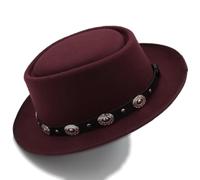 LSYHHXC Cappelli Pork Pie da Uomo e Donna, Cappelli Fedora, Trilby, Sole, Classici, retrò, Jazz, Feste, Viaggi, Stile di Strada(Wine Red)
