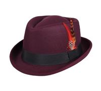LSYHHXC Classico Cappello Fedora da Uomo e Donna, Casual, Nero, Pork Pie, con Piume, Vintage, Gentiluomo, Trilby, Berretto Jazz, Cappelli in Feltro(Color 01)