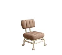 LSYHHXC Sedile basso con ruote girevole a 360°, multiuso, for trucco, sgabello corto for salone, ufficio, barbiere, cucina, casa(Light Brown)
