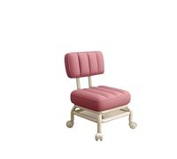 LSYHHXC Sedile basso con ruote girevole a 360°, multiuso, for trucco, sgabello corto for salone, ufficio, barbiere, cucina, casa(Pink)