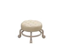 LSYHHXC Sgabello a rotelle universale per la casa, calze, panchina, rotondo, divano, piccola sedia, schienale in plastica 33(Beige)