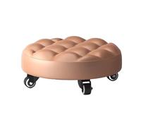 LSYHHXC Sgabello basso Pulley, sgabello morbido e basso con rotelle, seduta in pelle con ruote, sgabello con seduta rotonda con rotelle for casa, ufficio, garage(B Bread Gold)