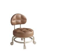 LSYHHXC Sgabello basso rotondo con ruote, girevole a 360°, for trucco, con schienale, puleggia, for cucina, barbiere, biblioteca, salone, garage(Coffee)