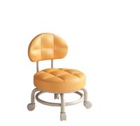 LSYHHXC Sgabello basso rotondo con ruote, girevole a 360°, for trucco, con schienale, puleggia, for cucina, barbiere, biblioteca, salone, garage(Pink)