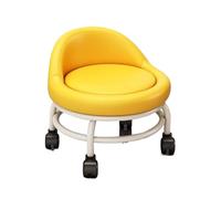 LSYHHXC Sgabello basso rotondo multiuso con ruote Sgabello con puleggia for trucco con schienale for garage Barbiere Biblioteca Salone Ufficio(Yellow)