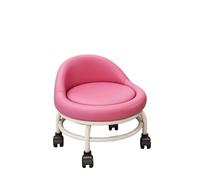 LSYHHXC Sgabello basso rotondo multiuso con ruote Sgabello con puleggia for trucco con schienale for garage Barbiere Biblioteca Salone Ufficio(Pink)