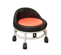 LSYHHXC Sgabello basso rotondo multiuso con ruote Sgabello con puleggia for trucco con schienale for garage Barbiere Biblioteca Salone Ufficio(Black red)