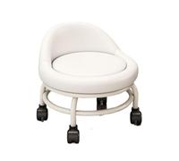 LSYHHXC Sgabello basso rotondo multiuso con ruote Sgabello con puleggia for trucco con schienale for garage Barbiere Biblioteca Salone Ufficio(WHITE)