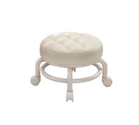 LSYHHXC Sgabello con Rotelle Sgabello Basso Sedia Universale Piccolo Sgabello Bambini Scarpe Panca Sedile Mini Multifunzionale Rotolante Pelle RotondoSeat(White)