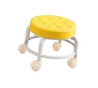 LSYHHXC Sgabello girevole basso con rotelle, robusto, piccolo, girevole a 360°, poggiapiedi, sgabello girevole basso, for saloni, casa, ufficio, garage, barbiere(Yellow)
