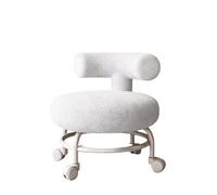 LSYHHXC Sgabello girevole con schienale, sgabello girevole, sedia mobile, sgabello basso con ruote for porta robusta, casa, camera da letto, soggiorno(WHITE)