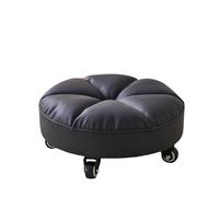 LSYHHXC Sgabello girevole robusto for divano poggiapiedi con ruote, sedile girevole, sgabello corto, mini sgabello for garage, salone, fitness, barbiere, cucina(Black)