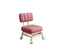 LSYHHXC Sgabello piccolo for uso domestico, schienale universale, ruota morbida, panca piccola, sedia, puleggia, sgabello basso(Pink)