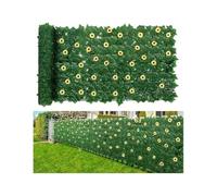 LSYHHXC Siepe Artificiale da Esterno Pannelli di Recinzione in edera Artificiale da 1x3,0 m, con Foglie Verdi e 96 Girasoli, for la Privacy, for casa, Giardino, Balcone