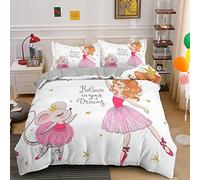 LSYW Copripiumino una Piazza e Mezza 200x200 cm Adolescente Ballerina Bianca Biancheria da Letto con Cerniera Nascosta Morbido Traspirante Set Copripiumini in Microfibra e 2 Federe 50x80 cm