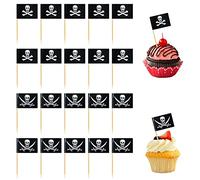 LSYYSL 200 Pezzi stuzzicadenti con Bandiera Pirata, Decorazione per Cupcake, Decorazione per Torte, stuzzicadenti Pirati Cocktail per Feste di Compleanno, Feste a Tema, Decorazione di Halloween
