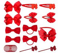 LSYYSL Set di 23 accessori per capelli per bambini: clip per capelli con fiocco rosso, fiore per la testa, elastico per coda, accessori per lo styling con corda per ragazze (scuola, Natale, festa di
