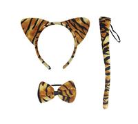 LSYYSL Set di 3 costumi da tigre per bambini, orecchie per bambini, fascia per capelli, fiocco di coda, costume da gioco di ruolo tigre, adatto per giochi d'azzardo, festa di carnevale, travestimento