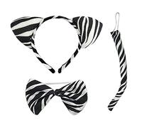 LSYYSL Set di Costumi da Zebra 3 Pezzi, Fascia per Orecchini, Fiocco, Accessori per la Coda, Gioco di Ruolo Animale Zebra, Adatto per Bambini, Feste di Carnevale di Halloween per Adulti