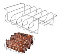 LSYYYYY 1 supporto per costine per barbecue, accessorio per affumicatore, adatto per forno e lavastoviglie, in acciaio inox, colore argento