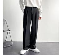 LSZA Pantaloni Larghi,Men Suit Pants Solid Full Baggy Casual Wide Leg Trousers for Men Black White Streetwear Oversize Pants Man L RegularWaistBlack