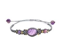 LSZBYHOK Bracciali Con Pietre Naturali, Braccialetto Boho Fatto A Mano, Braccialetti In Pietra Macramè Intrecciati In Corda Regolabile Alla Moda Per Le Donne, Ametista