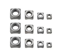 LT Easiyl 100 x Kit Assortimento di dadi quadrati in acciaio M5 x 0,8 mm, M6 x 1,0 mm, M8 x 1,25 mm, M10 x 1,5 mm, dadi per saldare a passo per tubi, mobili, tavoli e scaffali