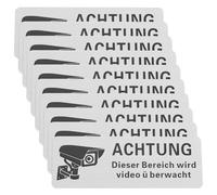 LT Easiyl 10pcs 8.5x3cm alluminio videosorveglianza segno autoadesivo adesivo "Achtung Dieser Bereich Wird Videoüberwacht"