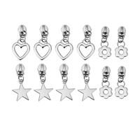 LT Easiyl 12 Pezzi Di Tirazip Per Cerniera 5# Cursore Per Cerniera Parte Di Ricambio Ciondolo Con Cerniera Cuore Stella Fiore Cerniera In Metallo Riparazione Per Cappotto Giacca Zaino Borse