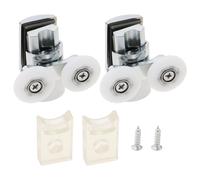 LT Easiyl 2 Pezzi Rulli Inferiori Per Porta Doccia Doppi da 23 mm, Guide Per Porta Doccia In Lega Di Zinco, Pulegge di Fissaggio Cromate Con Blocco Anticollisione (adatte a vetri da 4-8 mm)
