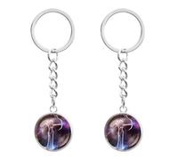 LT Easiyl 2 portachiavi con luce notturna zodiacale con 12 costellazioni luminose, portachiavi con luce notturna in vetro luminoso a forma di costellazione, per uomini e donne, Sagittario, 7.5 cm