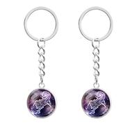 LT Easiyl 2 portachiavi con luce notturna zodiacale con 12 costellazioni luminose, portachiavi con luce notturna in vetro luminoso a forma di costellazione, per uomini e donne, Scorpione, 7.5 cm