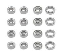 LT Easiyl Set di cuscinetti a sfera per telaio RC, 16 pezzi, 10 x 5 x 4 mm, 11 x 5 x 4 mm, 12 x 8 x 3,5 mm, in acciaio, compatibile con kit di riparazione per cuscinetti a sfera TT-02